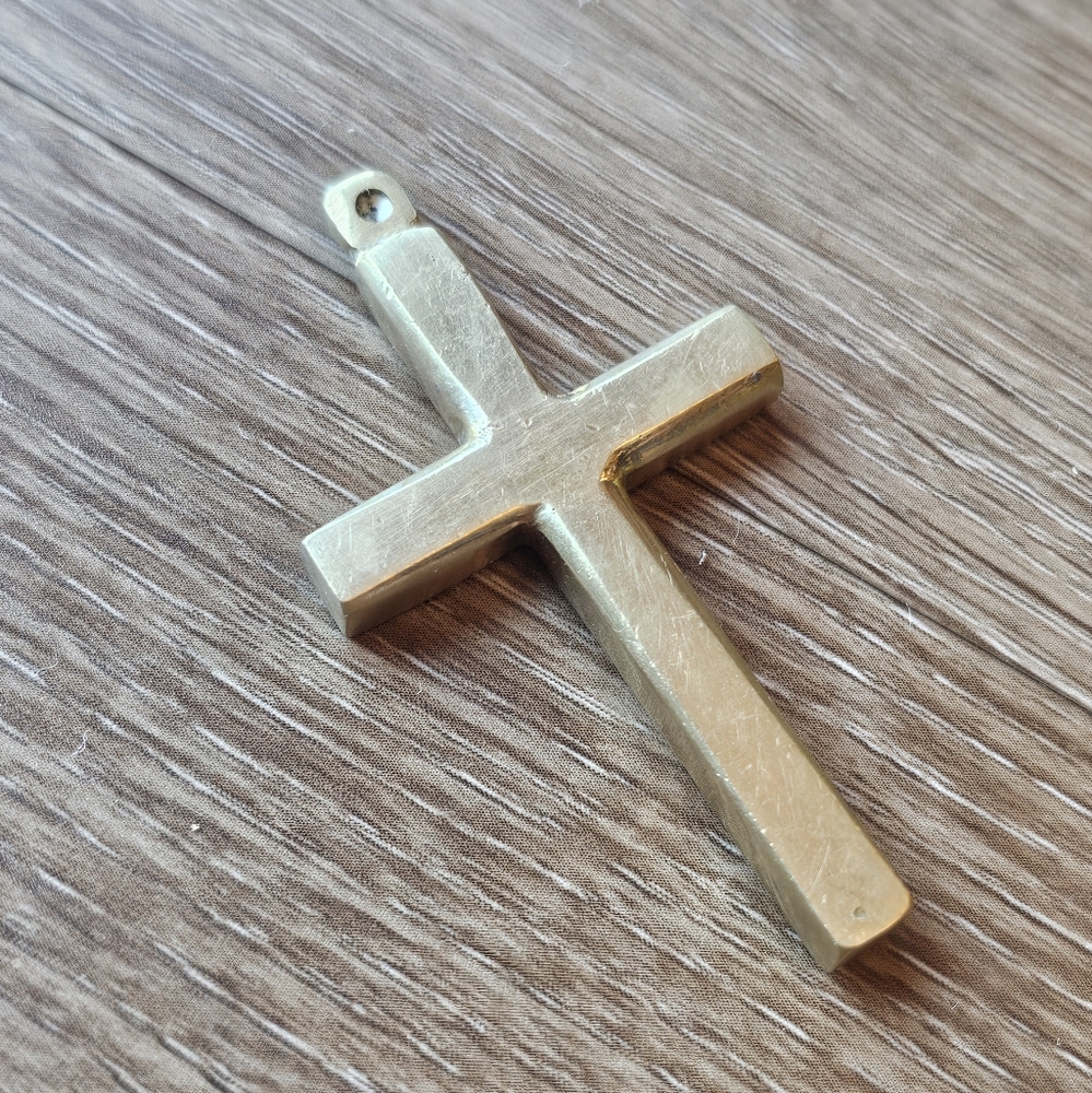 Beautiful Solid Brass Gold Colored Cross Pendent - image 1